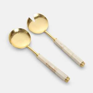 Juego de servidor de ensalada de acero inoxidable de lujo moderno de diseño increíble, cuchara para servir, tenedor, mango de fregona, apto para lavavajillas, Color personalizado - Product Image 1