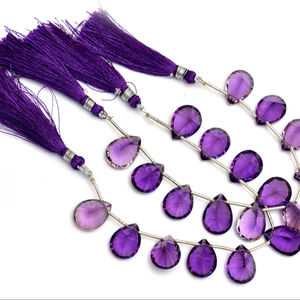 Perles de quartz améthyste AAA+ 12x16mm, taille poire concave, couleur naturelle rare, pierres précieuses de quartz hydro facettées pour bijoux - Product Image 1