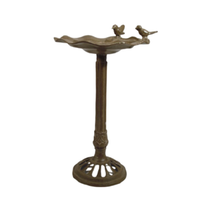 Bain d'oiseaux en métal Antique fini avec 2 motifs d'oiseaux fabriqués à la main pour une utilisation extérieure décorative de balcon de jardin - Product Image 3