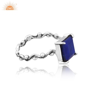 Lapis Gemstone Forme Carrée Birthstone Twist Style Toutes les occasions Bagues HandmadeJewellery Manufacturer - Product Image 2
