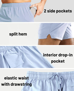 NC Corporation กางเกงกีฬาขาสั้นสำหรับผู้ชาย, กางเกงกีฬาขาสั้นแบบลำลองระบายอากาศได้ดีมีลวดลายที่เป็นของแข็ง - Product Image 4