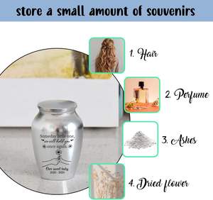 Mini urne personnalisée pour bébé en acier inoxydable Urne décorative gravée commémorative pour la perte d'un enfant en argent de taille personnalisée - Product Image 4