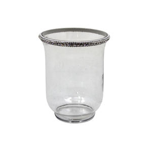 Juego votivo de vidrio transparente de diseño clásico de 2 tarros de vela de tamaño mediano para decoración de mesa hechos a mano a granel - Product Image 1