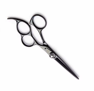 Tijeras de corte de pelo de peluquero recto de color negro con cuchillas afiladas de acero inoxidable Belleza para diestros Peluquería Tres anillos - Product Image 3