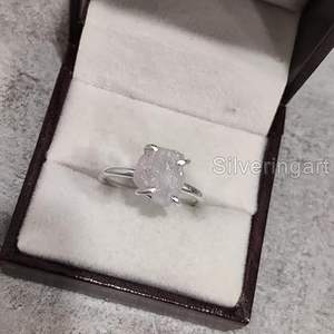 Bague pour femme en argent sterling 925, pierre précieuse en quartz rose naturel, pierre de naissance d'avril, sertie à griffes, bijoux faits à la main, cadeau d'anniversaire - Product Image 5