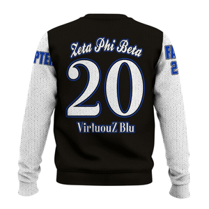 ZPhiB Sorority 1920 suéter de punto de invierno Zeta Phi Beta azul blanco griego Life Front Chenille Patch Premium Letter Top - Product Image 2