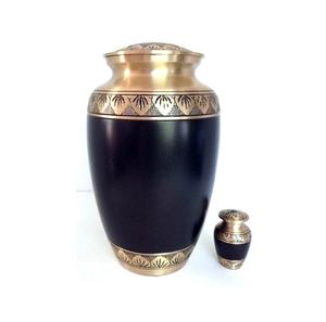 Urna Funeraria de Metal Premium para Adultos, Negra, Latón, Grabado Dorado, Proveedor Mayorista, Urna Conmemorativa Funeraria Directa de Fábrica para Entierro - Product Image 1