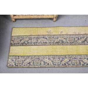 1.5x4.3 ft Rug, Small Vintage Rug, <b>Yellow</b> Ikat Rug - Product Image 5