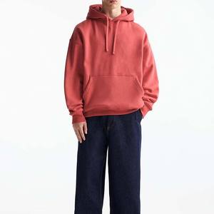 Ventas al por mayor 350gsm alta calidad 100% algodón polar logotipo personalizado ajuste Regular peso pesado hombres pulóver sudaderas con capucha a prueba de viento - Product Image 5