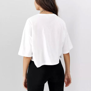 Último diseño sólido en blanco liso Crop Top personalizado mujeres camisetas nueva moda señoras Crop Top mujeres camisetas para la venta OEM - Product Image 2