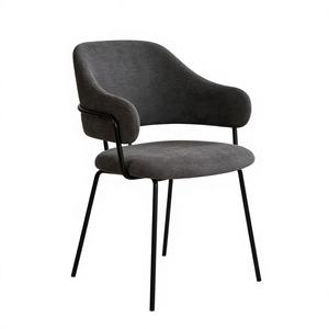 <span class=keywords><strong>Chaise</strong></span> de salle à manger contemporaine en tissu rembourré avec accoudoirs et pieds en métal pour la maison et la cuisine - Product Image 1