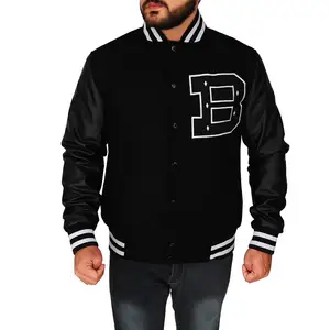 Wholesale Best Supplier Leather Sleeve Men Varsity Jacket / Custom OEM Service Latest Design Men Varsity Jacket
