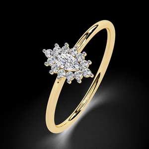 Anillos de Compromiso con Diamantes Naturales en Corte Marquesa, Oro Sólido de 14k y 18k, Joyería Fina para Mujer, Diseño Elegante de la India - Product Image 4