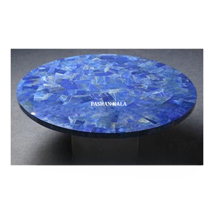 Lapis Lazuli สีฟ้าสวยงามบนโต๊ะดีไซน์เป็นเอกลักษณ์และโบราณทรงกลมโต๊ะขัดเงาคุณภาพสูง - Product Image 1