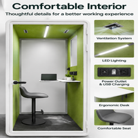 Cabine de bureau acoustique moderne pour une personne, insonorisée, avec bureau intégré, pour un espace de travail privé