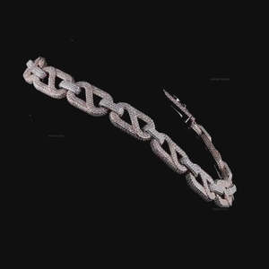 <b>Iced</b> Out 925 Sterling Silver Link <b>Chain</b> VVS Moissanite Diamond Hip Hop Luxury Party Wear <b>Chain</b> For Unisex - Product Image 6