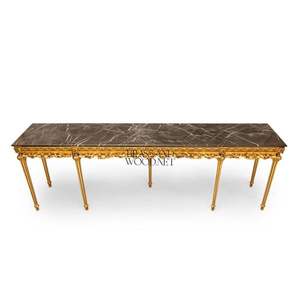 Luxury Extra-Long Gold <b>Console</b> <b>Table</b> <b>With</b> <b>Marble</b> <b>Top</b> - Product Image 1