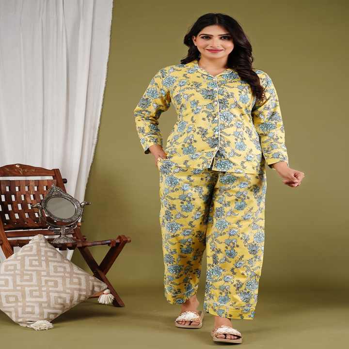Custom Made Floral 100% Cotton Nightwear Coordinated Set  Printed Pajama Set for Relaxation Comfort Light Pink. Ideal for Resale