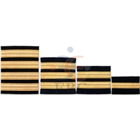 Épaulettes de capitaine pilote en denim brodé 3D avec bandes dorées, pour équipage de compagnie aérienne, navire, yacht, 1 à 4 barres, paire, logo personnalisé, 85x57mm, noir