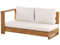 Ensemble de canapés de jardin Haruka Modern Villa avec bois de teck massif et coussins imperméables, finition naturelle pour usage extérieur
