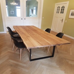Handcrafted Live Edge Solid <b>Wood</b> <b>Dining</b> <b>Table</b> with Matte Black Steel Frame Legs Modern <b>Rustic</b> Industrial Farmhouse Kitchen <b>Table</b> - Product Image 4