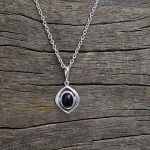 Pendentif en argent ovale en onyx noir léger pendentif en argent en onyx noir grossiste de bijoux en argent - Product Image 6