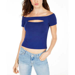 Top Donna For Guess Jayla Blu con Spalle Scoperte, Taglia Media, in Maglia Traspirante, Bustier con Decorazioni in Pizzo e Senza Spalline - Product Image 1
