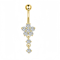 Pendentif Cœur en Acier Inoxydable Plaqué Or, Piercing de Nombril Fleur Petit Diable avec Zircon Cubique, Bijoux Personnalisés OEM