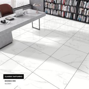 Azulejos de suelo de porcelana pulida con acabado brillante de 800x800mm, azulejos de mármol decorativos para el hogar, 9mm de espesor para el hogar y la Villa - Product Image 1