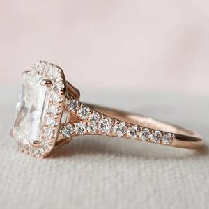 แหวนเพชรโมอิสสีทอง14k แท้แบบคลาสสิกแหวนหมั้นเพชรโมอิสสีโรสโกลด์เครื่องประดับงานแต่งงาน - Product Image 3