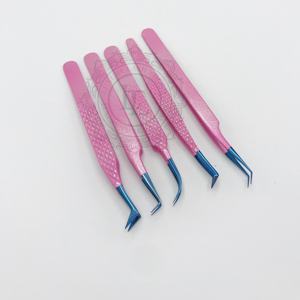 Pince à épiler en acier inoxydable de qualité supérieure vente à chaud revêtement en poudre rose paillettes d'argent bleu pince à cils à pointe plasma - Product Image 6