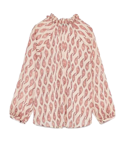 Blusa de satén única y de lujo para mujer, Camisa estampada rosa, tela elegante y de alta calidad, suministro al por mayor de India a bajo precio - Product Image 3