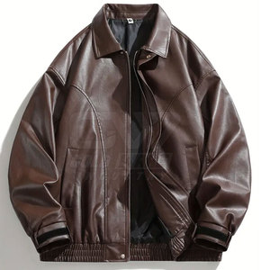 Chaqueta de cuero personalizada para hombre con cintura y puños ajustables, perfecta para exteriores, chaqueta de invierno para hombre - Product Image 1