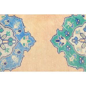 Alfombra de 2.9x11.3 pies, Alfombra Turca Vintage, Alfombra de Lana Azul Abstracta - Product Image 5