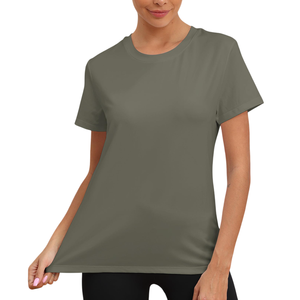 Logo personnalisé Tenue de sport et respirant ultra doux au toucher Meilleur tissu polyester T-shirt d'entraînement de gymnastique pour les femmes - Product Image 4