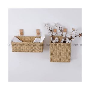 Estante de pared de ratán de bambú, cesta colgante 100% Natural, flotante de pared, artesanal, de FBA de Vietnam, Amazon, la mejor calidad - Product Image 1