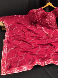 Nueva tendencia, traje de secuencia de Sari indio con blusa Mono pesada, ideal para adultos, mujeres, precios a granel disponibles, proveedor de confianza - Product Image 4