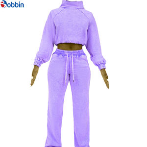 Conjuntos Deportivos de Mujer Personalizados, de Moda, de Forro Polar, Cálidos para Invierno, con Cuello Alto, Estilo Urbano, Lavado Ácido, Tallas Grandes - Product Image 3