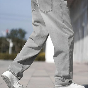 Best Quality Custom Newest Fashion <b>Men's</b> Pants <b>Jeans</b> Wide Leg Wash Black with Button Decoration Casual Style <b>Men's</b> Pants - Product Image 2