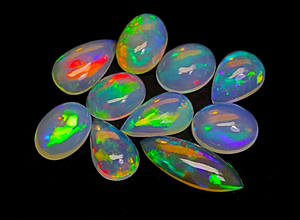 Authentique cabochon d'opale éthiopienne-Welo Loose Opal Lot - Multi Fire Flashy Stones For Jewelry - Product Image 3