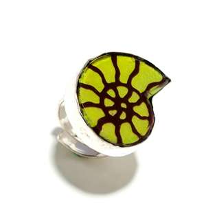 แหวนพลอยคริสเตียนสำหรับผู้หญิงแหวนพลอยแอมโมไนต์สีเหลืองเงินสเตอร์ลิง925สำหรับการหมั้นแบบคลาสสิก - Product Image 2