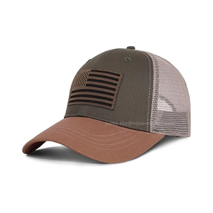 หมวกแก๊ปทรง Trucker 6 แผง แบบกำหนดเอง น้ำหนักเบา ด้านหลังเป็นตาข่าย ระบายอากาศได้ดี ดีไซน์ป้ายหนังโลโก้ สองสี หมวกกีฬา หมวกโพลีกันน้ำ - Product Image 2