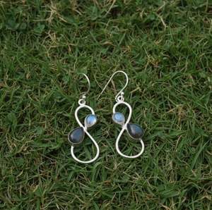 Pendientes de Labradorita Azul y Piedra Lunar Arcoíris, Pendientes de Plata de Ley 925, Chapados en Oro Amarillo y Rosa - Product Image 3