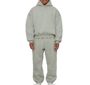 Ensemble survêtement pour homme en molleton 100% coton, design personnalisé, sweat-shirt ample et pantalon de survêtement avec capuche brodée, vêtements décontractés d'hiver - Product Image 6