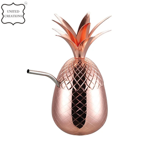 แก้วค็อกเทลสแตนเลสสตีลมอสโกมิวล์สุดหรูพร้อมสับปะรดชุบทองแดงสำหรับปาร์ตี้และงานบาร์ร้อน - Product Image 6