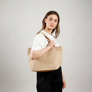 Medium Versatile Jute Tote with Solid Color Pattern - Product Image 2