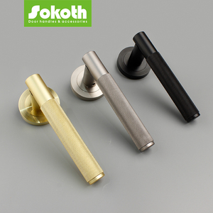 Euro Thiết Kế Knurl Vàng Bạc Màu Đen Nhôm Có Knurled Cửa Xử Lý Đòn Bẩy Vòng Thanh Kéo Đòn Bẩy Xử Lý Cho Nội Thất Cửa - Product Image 3