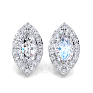 Boucles d'oreilles clous halo en diamant taille marquise 1,288 carats en or jaune, blanc et rose 14 carats, pavé classique, joaillerie fine - Product Image 4
