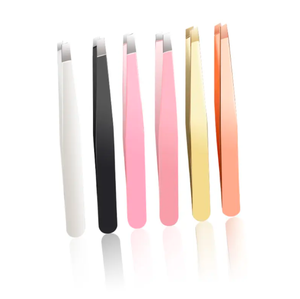 แหนบคิ้วแบบเอียงป้องกันไฟฟ้าสถิตย์แหนบถอนขนคิ้วสีดำสีชมพูสีทองแบบกำหนดเอง - Product Image 6