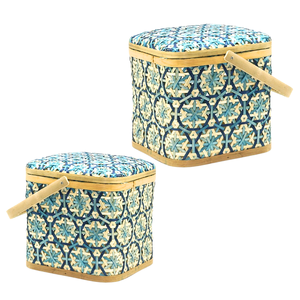 ตะกร้าไม้ไผ่เก็บพร้อมตะกร้าเก็บผลไม้ลายดอกไม้สีสันสดใสเหมาะสำหรับเป็นของขวัญและใช้ตกแต่ง - Product Image 1